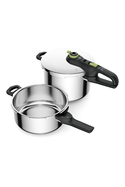 TEFAL Secure Trendy 6L+4L Pressure Cookers Set | Fast Cooking | Attractive Design | P2584300