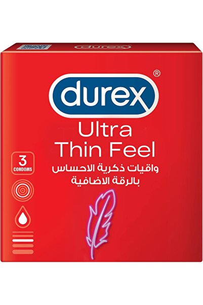 Durex واقيات ذكرية فائقة النحافة ومزلقة للرجال - 3 قطع