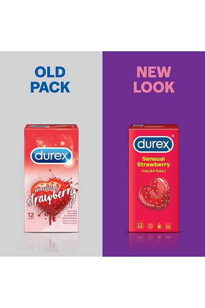 Durex Sensual Strawberry Condoms for Men - 12 Pieces