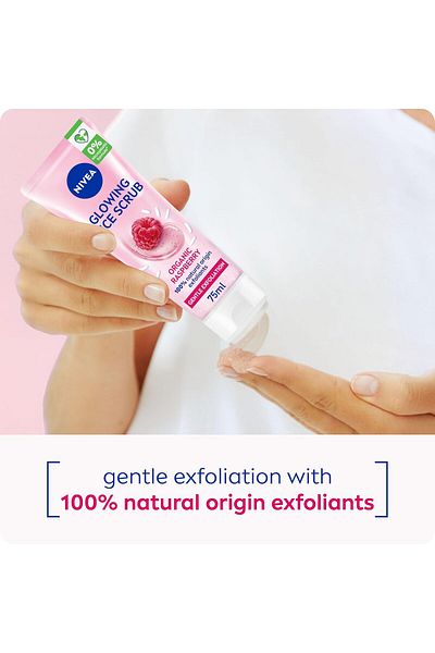 NIVEA Face Rice Scrub Glowing, Organic Rice & Bio Raspberry, Dry & Sensitive Skin, 75ml