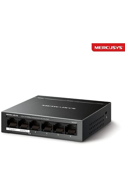 Mercusys 6 Port 10/100Mbps Desktop Switch with 4 PoE+ Ports, 40W PoE Power Budget, Compatible with P