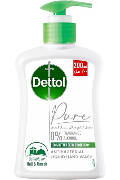 Dettol Pure Antibacterial Hand Wash, 0 Percent Fragrance & 0 Percent Alcohol, Suitable for Hajj & Um