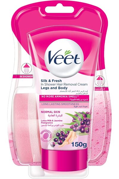 Veet كريم إزالة الشعر أثناء الاستحمام Silk & Fresh للجسم والساقين للبشرة العا...