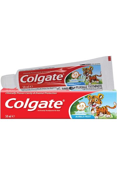 Colgate معجون أسنان كولجيت تايجر برينت بنكهة الفواكه للأطفال من عمر 2 إلى 5 سنوات، 50 مل