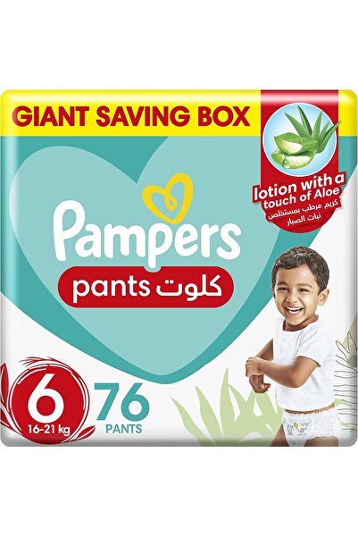 Pampers الصبار، مقاس 6، كبير، 16-21 كجم، صندوق عملاق، 76 حفاضة