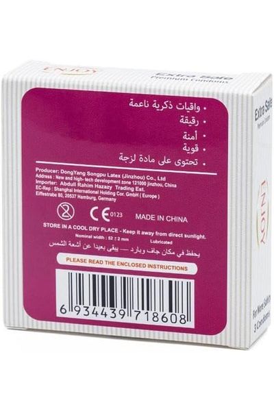 Enjoy Premium Condom Extra Safe, 3pcs