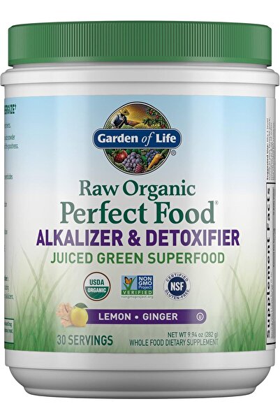GARDEN OF LIFE , غذاء مثالي عضوي خام، قلوي ومزيل للسموم، بنكهة الليمون والزنج...