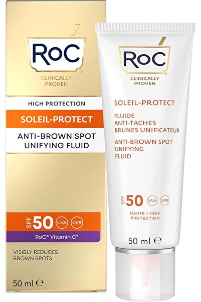 Roc RoC - Soleil-Protect Fluido Unificador Anti Mancha Marrón SPF 50 - Crema Hidratante Facial con Vitam