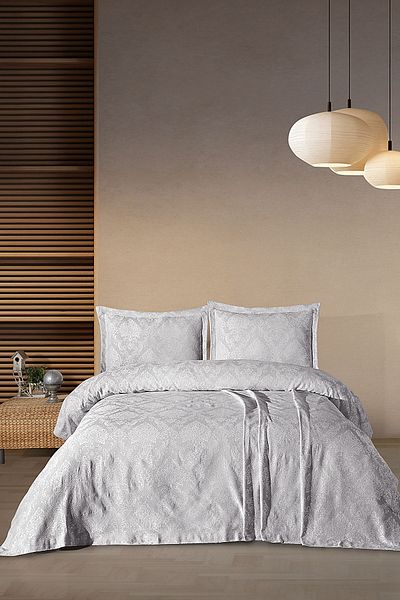 BİRHOME Dora Double Bedspread Set (grey)