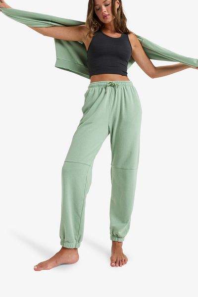 Roxy Elastic Waist Pants for Women - Cotton Polyester Blend, Brushed Fabric