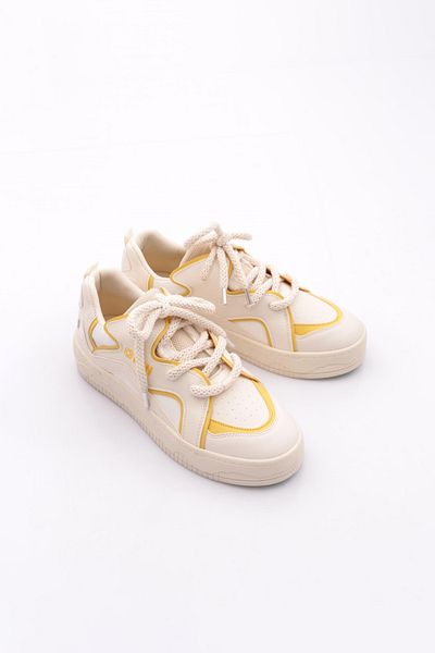 DGN Women's Thick Sole Daily Lace-Up Sports Shoes Sneaker Mustard