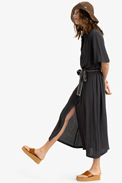 Roxy Midi šaty pro ženy – Krinkle viskózová tkanina, délka 130G/M2