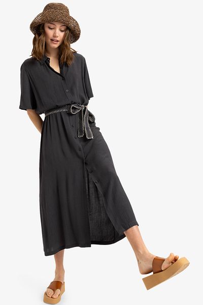 Roxy Midi šaty pro ženy – Krinkle viskózová tkanina, délka 130G/M2