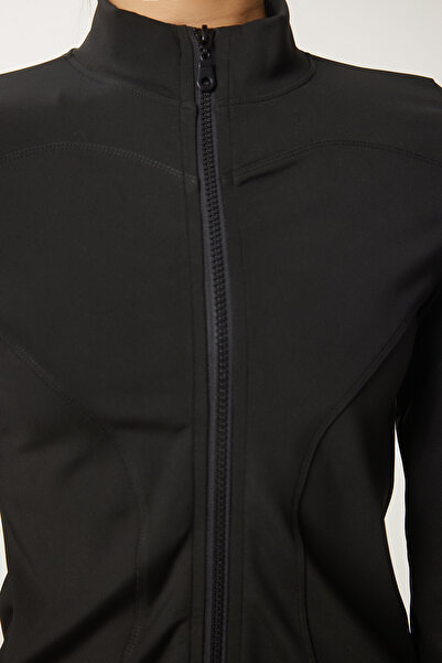 Happiness İstanbul Dámská černá mikina Saran se stojáčkem na zip Vx00005