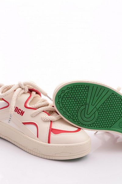 DGN Women's Thick Sole Daily Lace-Up Sports Shoes Sneaker Red
