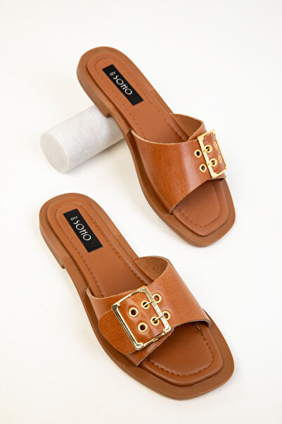 SOHO Dámské pantofle z pravé kůže Tan 20377