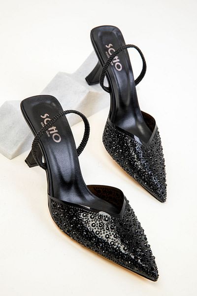 SOHO Women's Black Classic Heeled Shoes 18836