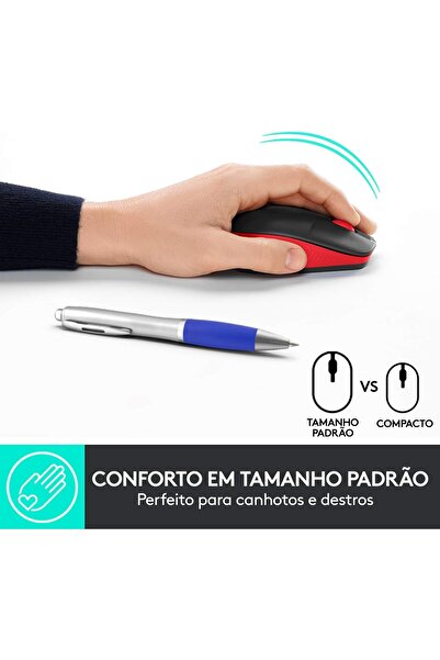 logitech M190 Wireless Mouse, Ambidextrous Curved Design, 18 Months Battery with Saving Mode, USB Re