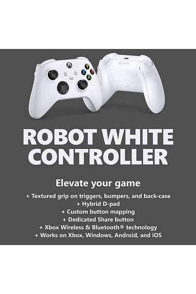 xbox جهاز تحكم عن بعد من مايكروسوفت لجهاز إكس بوكس QAS-00001، روبوت (أبيض)