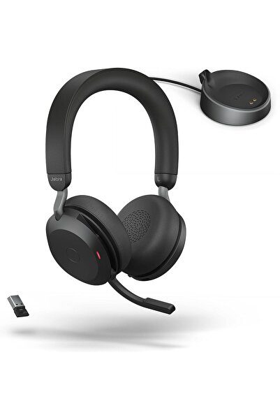 Jabra سماعة رأس لاسلكية Evolve2 75 PC مع حامل شحن وتقنية 8 ميكروفون - سماعة ر...