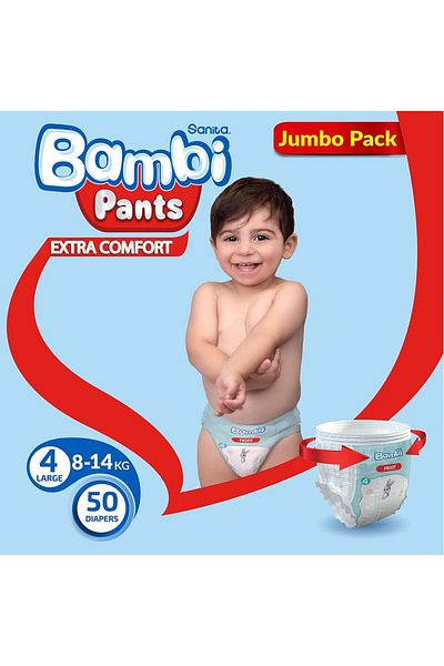 Sanita Bambi Pants, Size 4, Large, Jumbo Pack, 50 Diapers