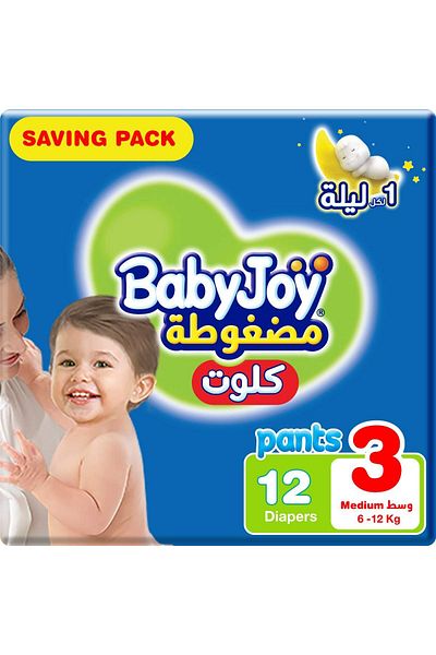 BabyJoy Culotte, Size 3, Medium, 6-12 Kg, Saving Pack, 12 Diaper Pants