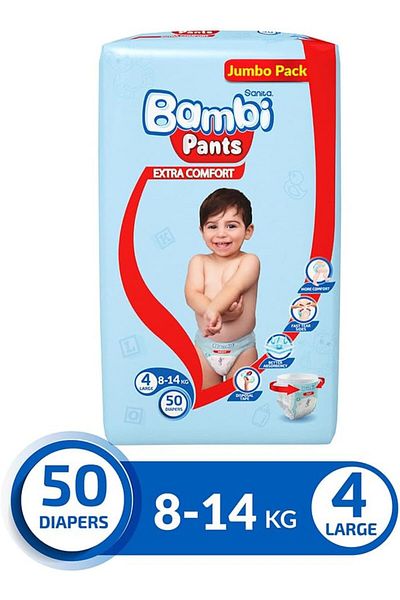 Sanita Bambi Pants, Size 4, Large, Jumbo Pack, 50 Diapers