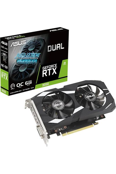 ASUS بطاقة رسومات ألعاب Nvidia Geforce RTX 3050 6GB Oc Edition - Pcie 4.0، ذاكرة GDDR6 سعة 6 جيجابايت،
