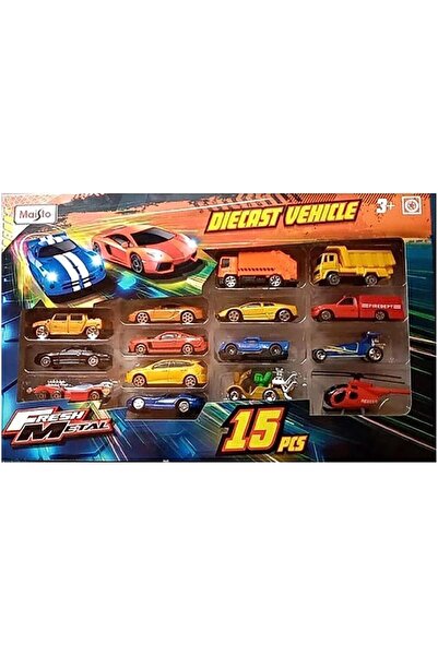 Maisto 15-Piece Metal Die Cast Car Set in Plastic Blister Bag
