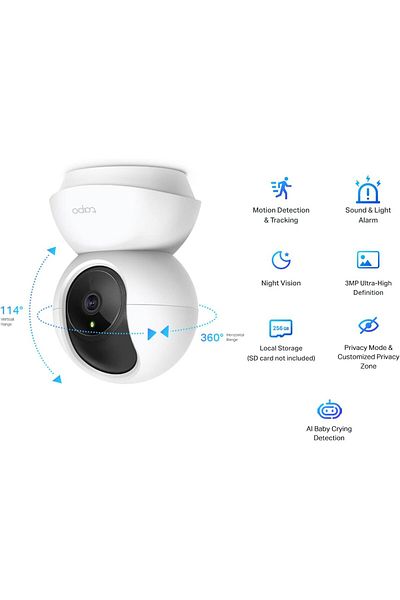 tapo TP-Link Tapo 2K 3MP Pan Tilt Security Camera, Baby/Pet Dog AI Monitor, Smart Motion Detection & Trac