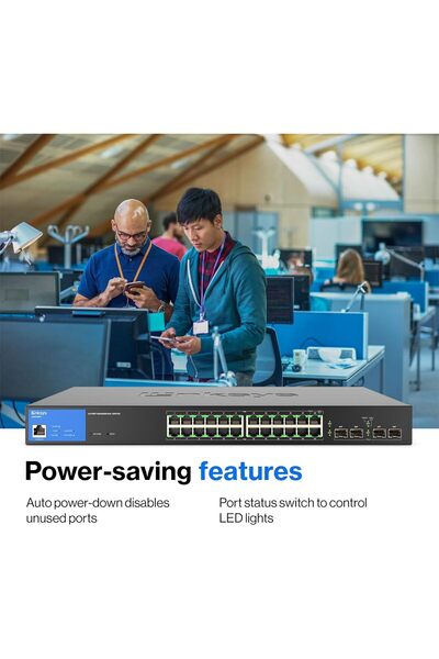 Linksys 24-Port Managed Gigabit PoE+ Switch 250W with 4 1G SFP Uplinks TAA Compliant LGS328PC