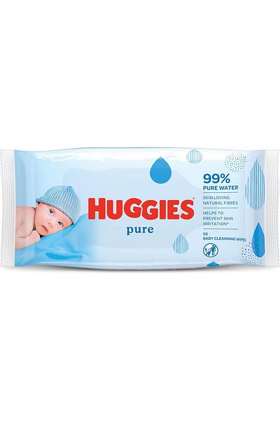 Huggies Pure Baby Wipes, 99% Pure Water Wipes, 1 Pack x 56 Wipes