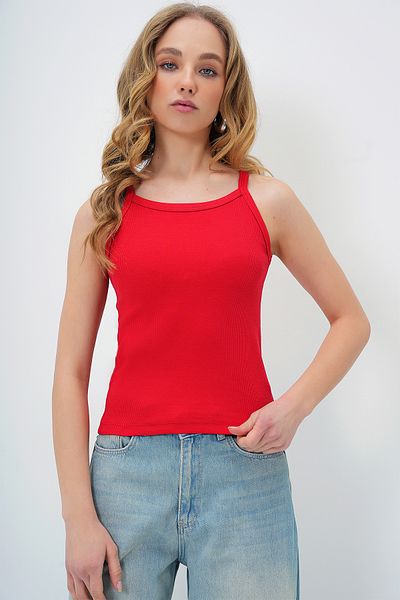 Trend Alaçatı Stili Women's Red Rope Strap Halter Neck Camisole Athlete ALC-X6767