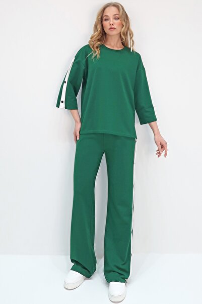 Trend Alaçatı Stili Σμαραγδένιο Πράσινο Γυναικείο Ποδηλατικό Σετ ALC-X13486