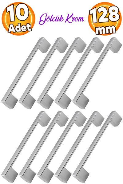 Badem10 Gölcük Crom (128MM-12.8CM) Mobilier metalic Sertar de bucătărie Dulap dulap Mâner Mâner Mânere 10 buc
