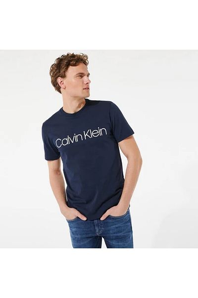 Calvin Klein Памучна тениска с лого отпред