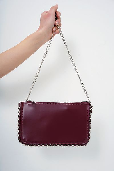 Trend Alaçatı Stili Burgunderrote Damenhandtasche mit abnehmbarem Kettenriemen und Tropfen-Detail, drei Fächer, ALC-X13757