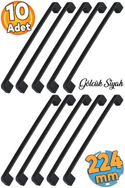 Badem10 (10 buc.) Lacrimă ovală (224 mm) metal negru mobilier bucătărie sertar dulap dulap mâner mâner