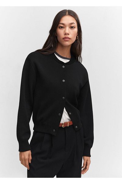MANGO Woman Women's Black Cardigan -67090670 Model