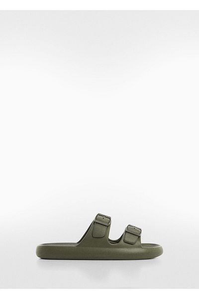 MANGO Pánské khaki pantofle 67086000