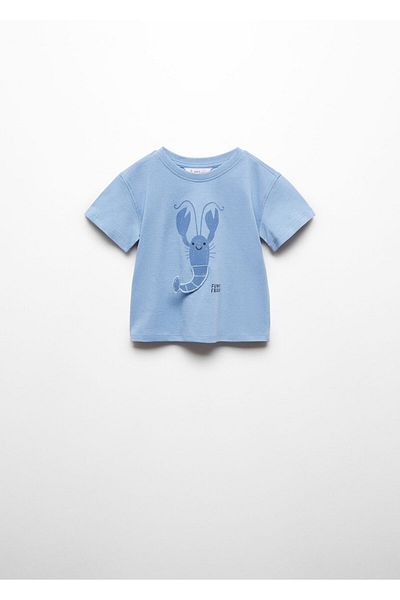 MANGO Woman Baby Boy Blue T-Shirt 67076742