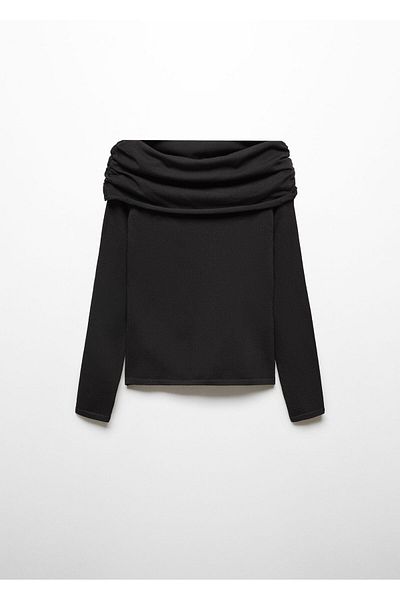 MANGO Woman Pulover negru de damă 67065738