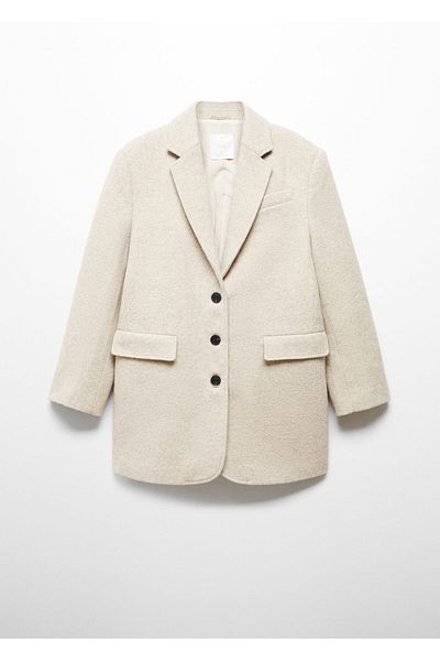 MANGO Woman Hellgrauer Damenmantel 67064783
