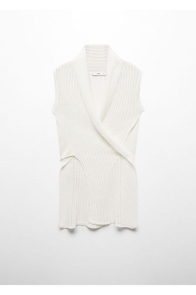 MANGO Woman Weiße Damenweste 67049604