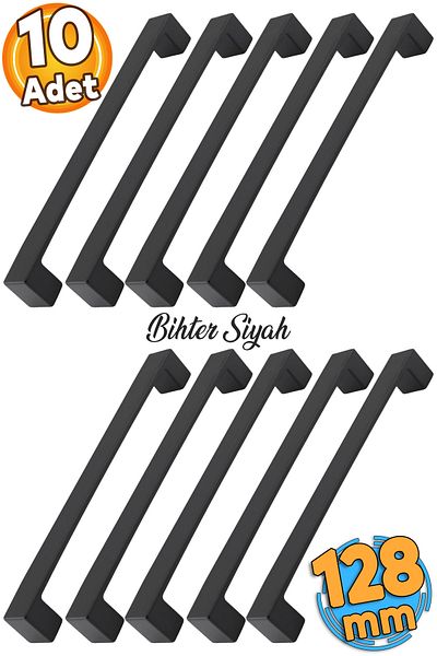 Badem10 10 buc. Bihter Mobilier Bucătărie Mâner Sertar Ușă Dulap Mâner Metal Mâner Dulap Mânere Negru 128mm