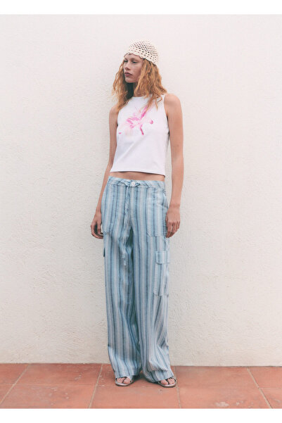 MANGO Woman Mavi Kadın  Pantolon 67037912