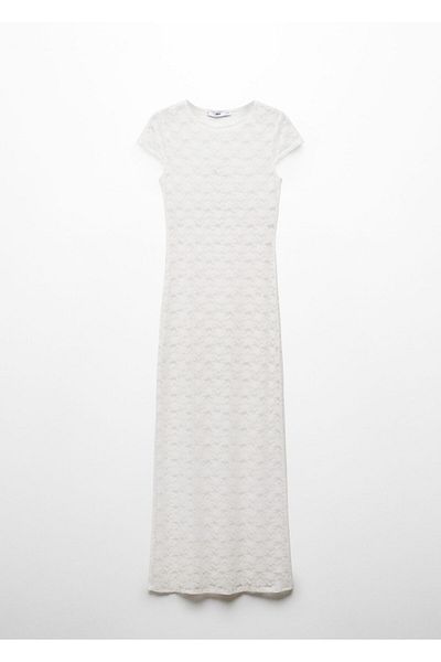 MANGO Woman Λευκό Γυναικείο Φόρεμα 67097907