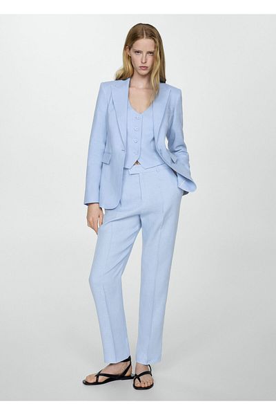MANGO Woman Nebesky modré dámské kalhoty 67997111