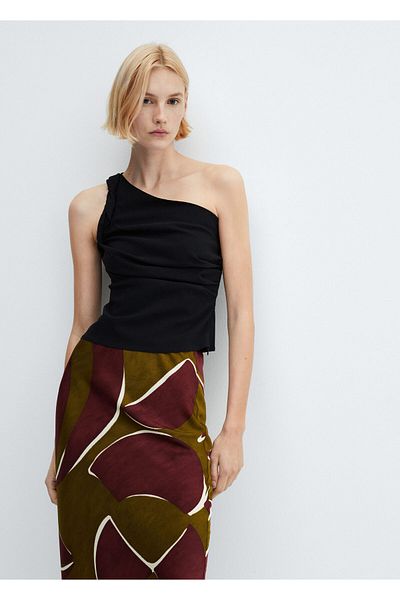 MANGO Woman Fusta de dama BORDEAUX 67064055