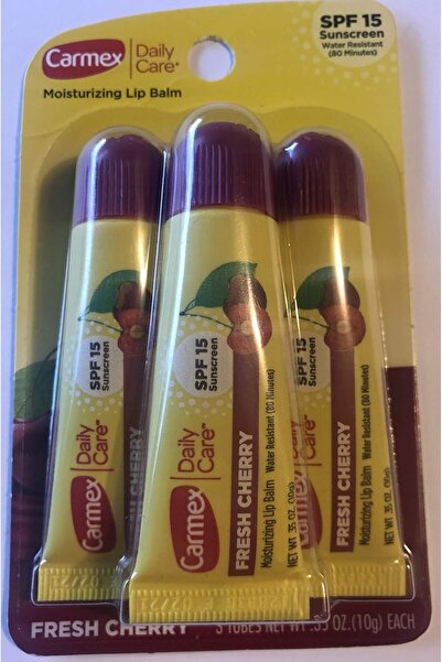 Carmex مرطب الشفاه للعناية اليومية بعامل حماية من الشمس 15، كرز، 3 أنابيب